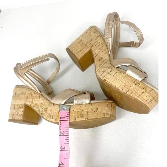 Pedro Garcia  Rose Gold Dala Slingback Platform Sandal Nappa Lame size 40.5 - Picture 2 of 10